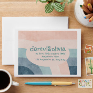 Enveloppe Mariage arc-en-ciel vintage les années 70