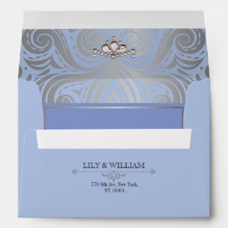 Enveloppe Mariage Argent Diamant Art Déco Élégant Bleu