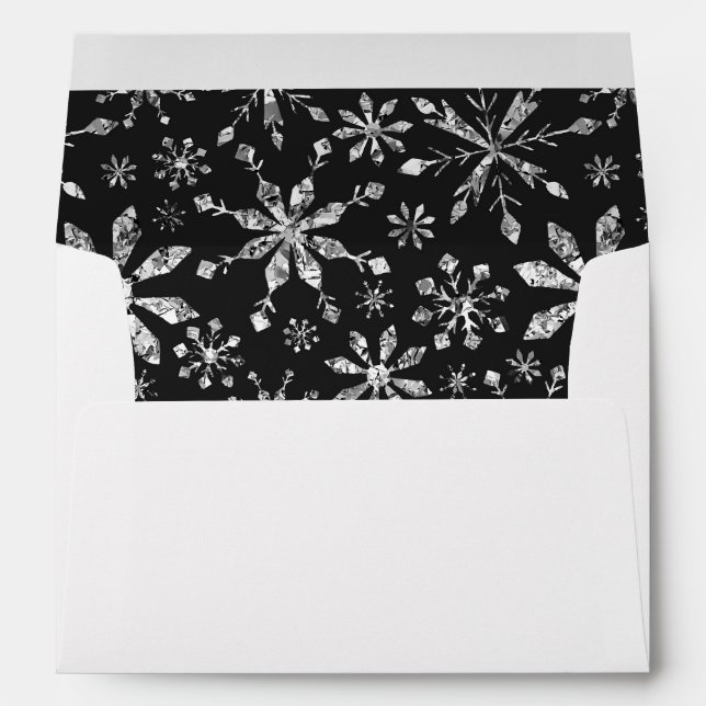 Enveloppe Mariage argenté d'hiver de motif de flocon de (Dos (Bas))