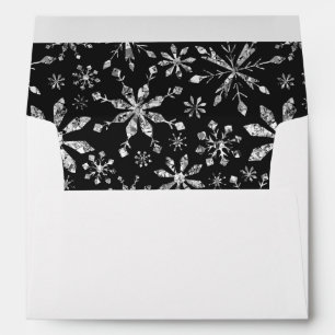 Enveloppe Mariage argenté d'hiver de motif de flocon de