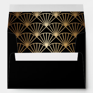 Enveloppe Mariage Art déco noir et or vintage