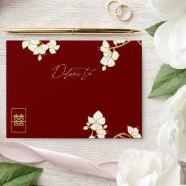 Enveloppe Mariage asiatique à fleurs de prune