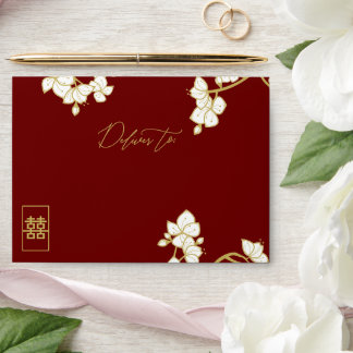 Enveloppe Mariage asiatique à fleurs de prune