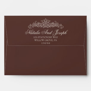 Enveloppe Mariage au chocolat brun vintage de l'argent ancie