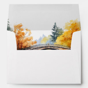 Enveloppe Mariage au pont du bois en automne