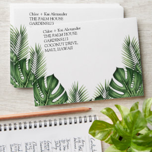 Enveloppe Mariage aux Feuilles de Palmier Tropicales Colorée