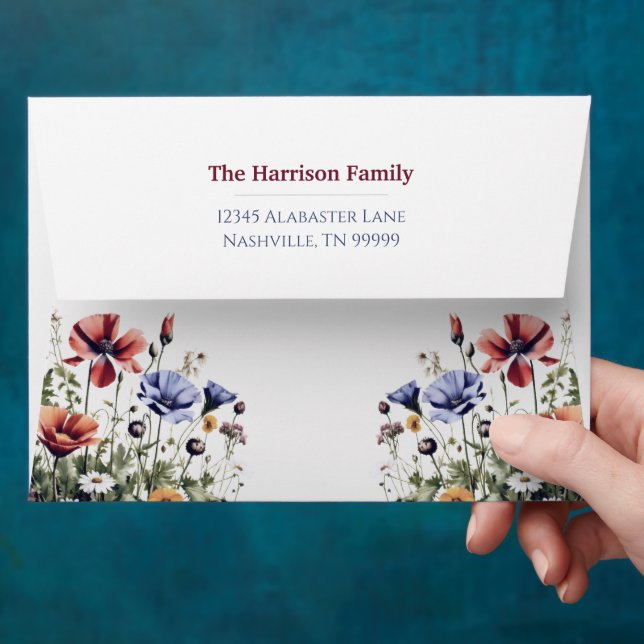 Enveloppe Mariage aux fleurs sauvages (Hand)