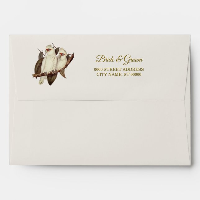 Enveloppe Mariage aux oiseaux blancs (Dos (Haut rabat))