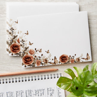 Enveloppe Mariage aux Roses Vintage & Papillons