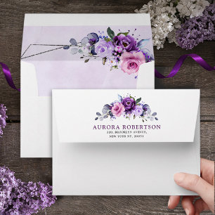 Enveloppe Mariage aux tons violets Lilac rose vif