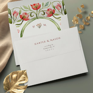 Enveloppe Mariage aux Tulipes Vintage