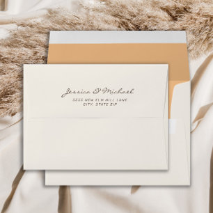 Enveloppe Mariage avec adresse de retour crème de pêche