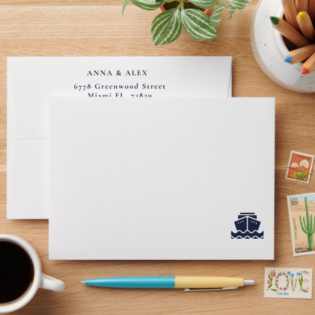 Enveloppe Mariage bateau de croisière nautique (Desk)