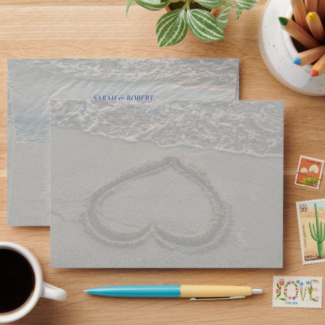 Enveloppe Mariage Beach Sand Heart (Desk)
