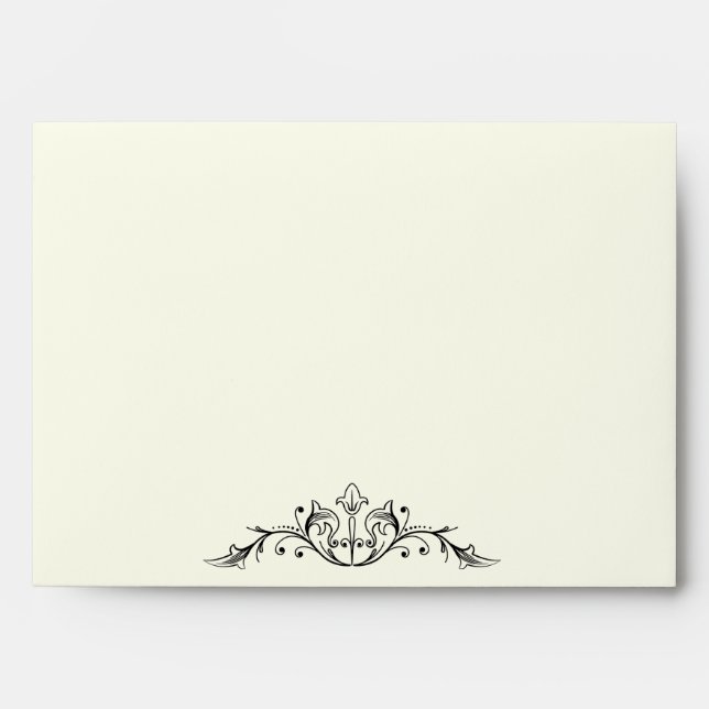 Enveloppe mariage blanc corail bordé ornemental (Devant)