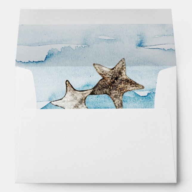 Enveloppe Mariage blanc de l'océan rustique (Dos (Bas))