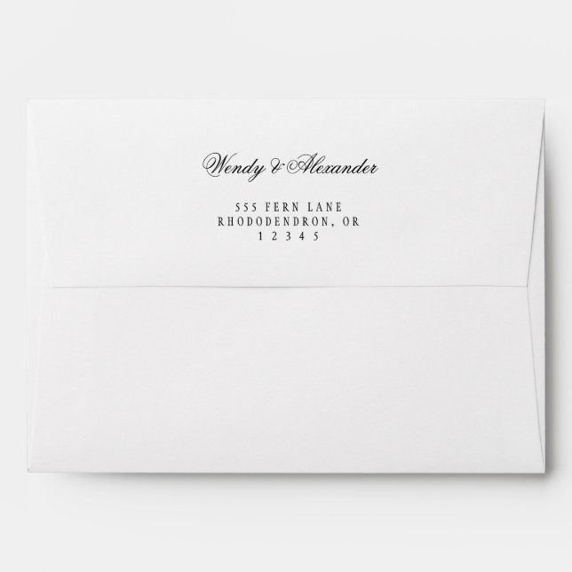 Enveloppe Mariage blanc gothique classique Adresse de retour (Dos (Haut rabat))