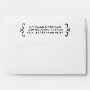 Enveloppe Mariage Blanc Noir Manuscrit Fantaisiste