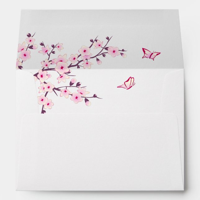 Enveloppe Mariage blanc rose cerisier (Dos (Bas))