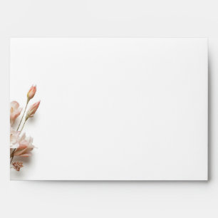 Enveloppe Mariage Blanc Rose Pâle Floral 3D