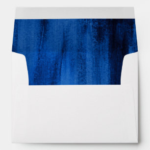 Enveloppe Mariage blanc saphir bleu art abstrait à l'intérie
