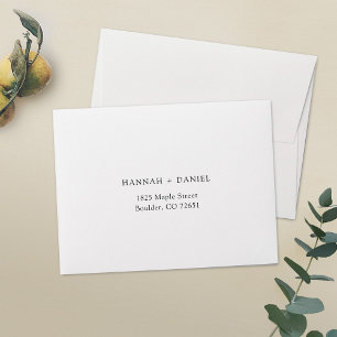 Enveloppe Mariage blanc simple et élégant Adresse de retour 