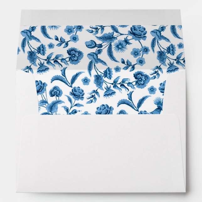 Enveloppe mariage Bleu Blanc Chintz Floral Ditsy (Dos (Bas))