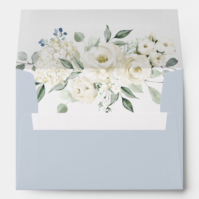 Enveloppe Mariage bleu bleu bleu bleu floral (Dos (Bas))