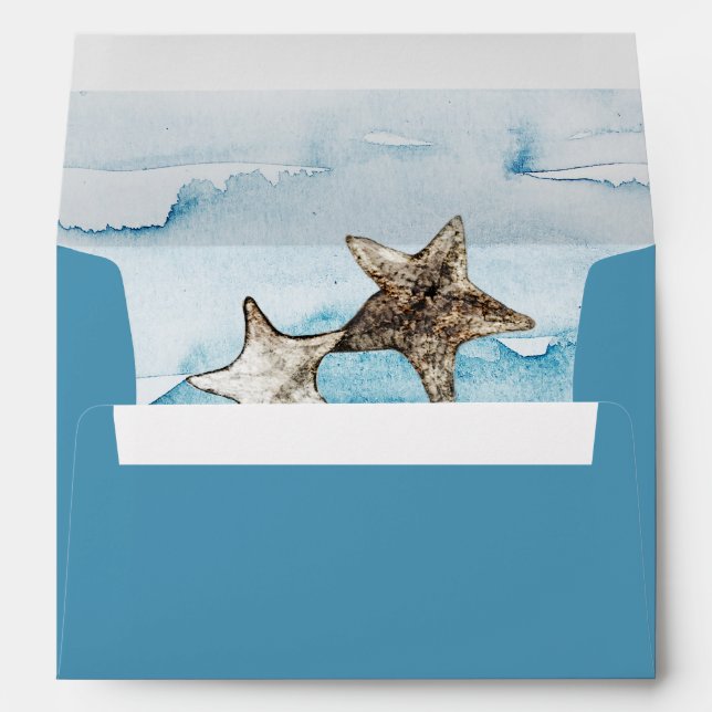 Enveloppe Mariage bleu clair de l'océan rustique (Dos (Bas))