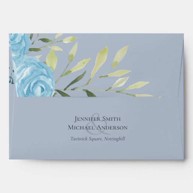 Enveloppe Mariage bleu Dusty (Dos (Haut rabat))