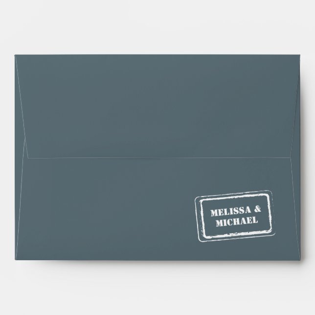 Enveloppe Mariage bleu Dusty (Dos (Haut rabat))