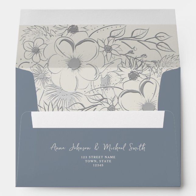 Enveloppe Mariage bleu Dusty (Dos (Bas))
