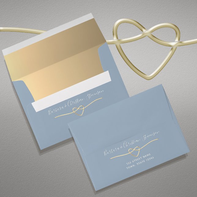 Enveloppe Mariage bleu Dusty avec coeur de corde (Créateur téléchargé)