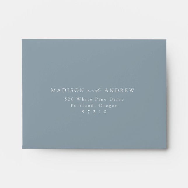 Enveloppe Mariage bleu Dusty moderne RSVP (Devant)