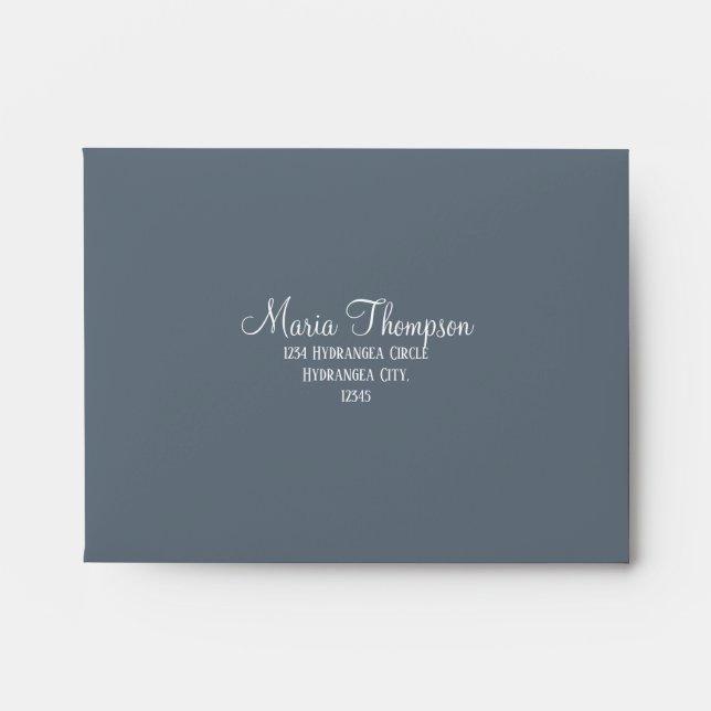 Enveloppe Mariage bleu Dusty RSVP préadressé Élégant (Devant)