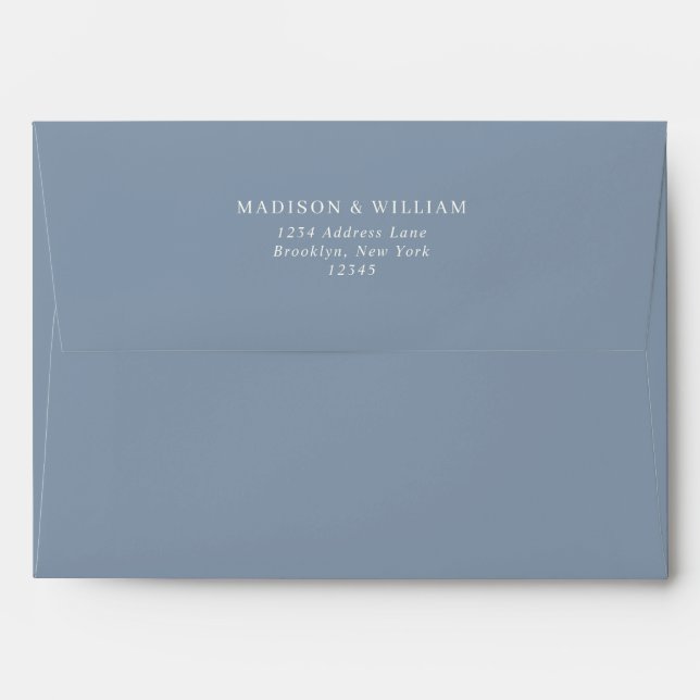 Enveloppe Mariage bleu foncé en texte clair simple (Dos (Haut rabat))