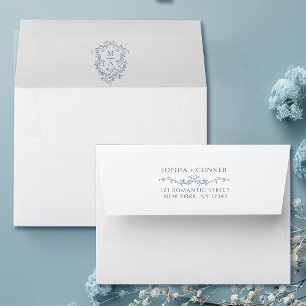 Enveloppe Mariage bleu français - Adresse de retour préimpri