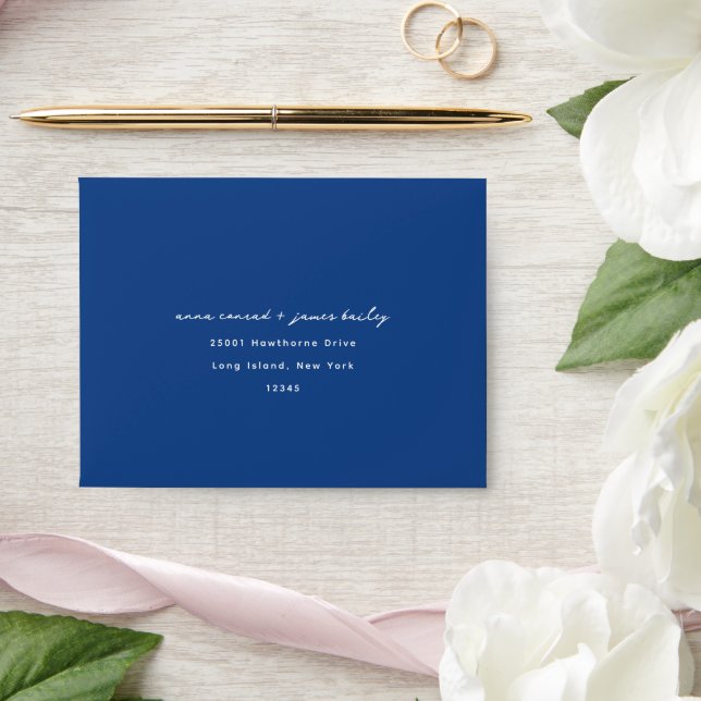 Enveloppe Mariage bleu français RSVP (Wedding)