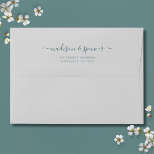 Enveloppe Mariage Bleu Gris Uni 5x7