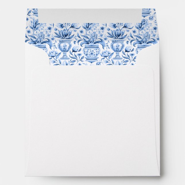 Enveloppe mariage bleu italien méditerranéen carré (Dos (Bas))