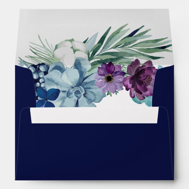 Enveloppe Mariage bleu marine brillant et audacieux (Dos (Bas))