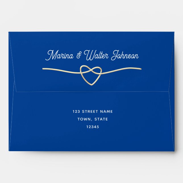 Enveloppe Mariage bleu minimaliste (Dos (Haut rabat))