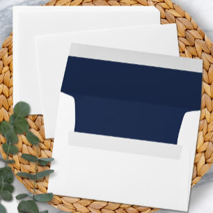 Enveloppe Mariage Bleu Nuit Simple Élégant Moderne Classique