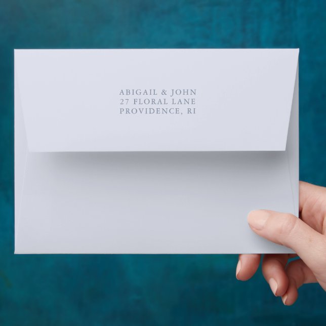 Enveloppe Mariage bleu simple Adresse de retour (Hand)