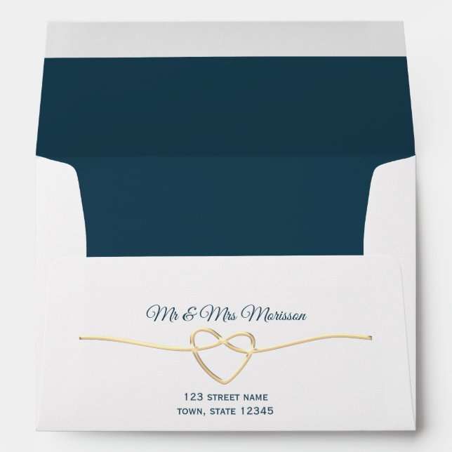 Enveloppe Mariage bleu simple Adresse de retour 5x7 (Dos (Bas))