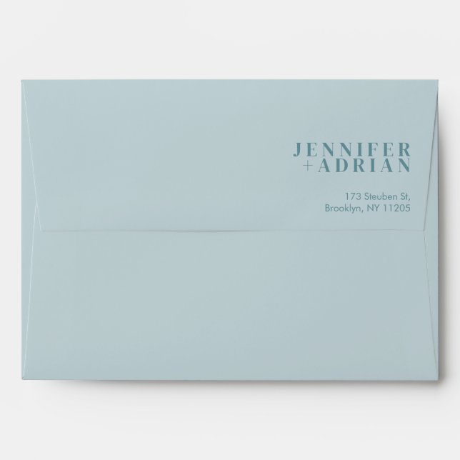 Enveloppe Mariage bleue Pastel minimum (Dos (Haut rabat))