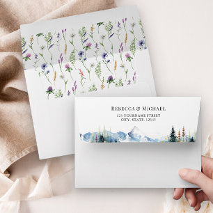 Enveloppe Mariage Bohème Champêtre de Montagne aux Fleurs Sa