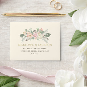 Enveloppe Mariage Bohème Ivoire Blush Floral RSVP