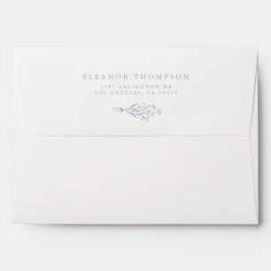 Enveloppe Mariage Bohème Minimaliste Botanique Bleu Poussiér