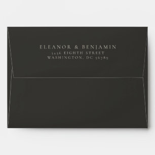 Enveloppe Mariage Bohème Minimaliste Botanique Noir et Ivoir
